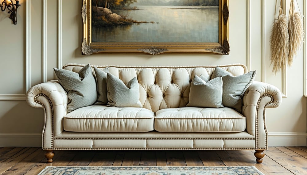 A beautifully upholstered sofa showcasing JAK Upholstery's craftsmanship.